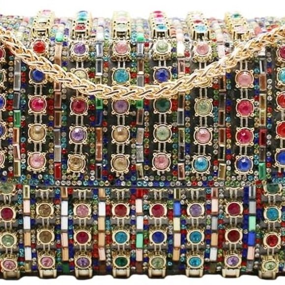 Women Rhinestone Evening Bag Crystal Shoulder Clutch for Cocktail Party Wedding - Picture 1 of 5